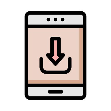 download işareti satırı simgesi, vektör çizim ile Smartphone
