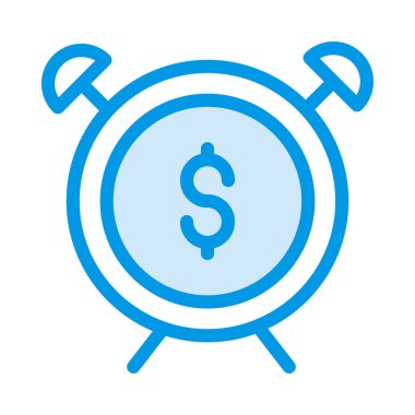 Dolar işareti olan mavi çalar saat