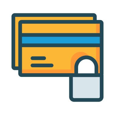 Beyaz arka plan üzerinde izole kürek kilidi ile sarı ve mavi kredi kartları