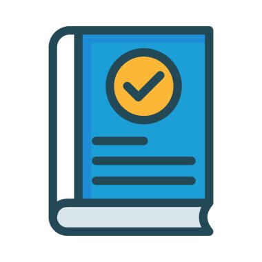 Sarı ile mavi kitap simgesi beyaz arka plan üzerinde izole onaylamak