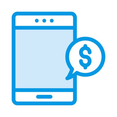 Beyaz arka plan üzerinde izole doları mesaj ile mavi smartphone