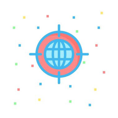 Rengarenk işaretiyle beyaz arka plan üzerinde dünya dünya ile hedef