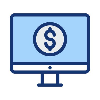 Bilgisayar monitörü mavi ekranda dolar simgesiyle