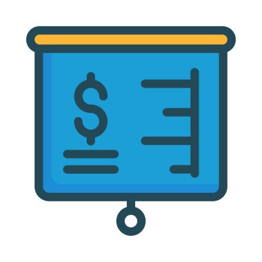 Mavi ve sarı kağıt kaydırma beyaz arka plan üzerinde izole dolar simgesiyle