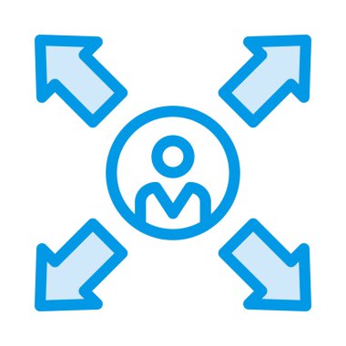 beyaz ve mavi oklarla mavi kişisel simge