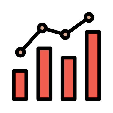 Kırmızı iş grafik simgesi, vektör çizim