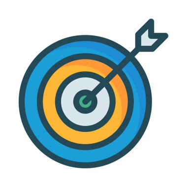 Beyaz arka plan üzerinde izole ok ile mavi ve sarı hedef