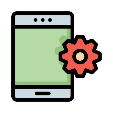 Dişli satırı simgesi, vektör çizim ile Smartphone