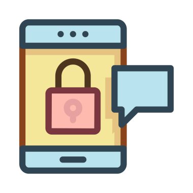 Renkli smartphone ile asma kilit ekran ve mesaj 