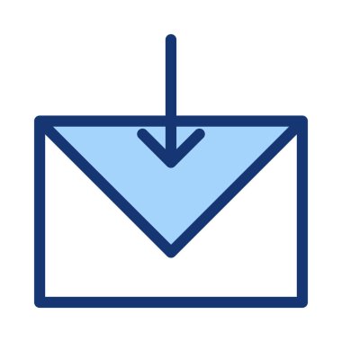 Aşağı ok işareti ile mavi ve beyaz zarf