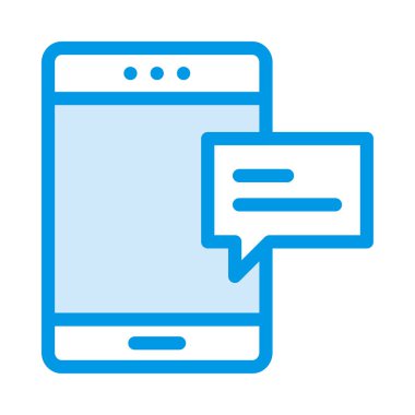 Beyaz arka plan üzerinde mesaj ile mavi Smartphone