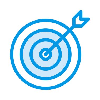 Beyaz arka plan üzerinde izole ok ile mavi ve beyaz hedef