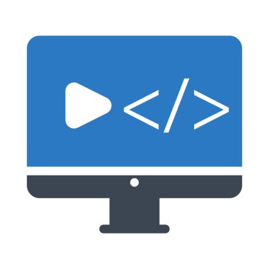 mavi bilgisayar monitörü ekranda beyaz arka plan üzerinde izole okları etiketiyle