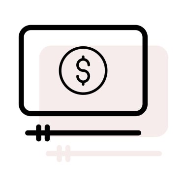 Beyaz arka plan bej gölge ile ayarları ile dolar sikke ekran üzerinde