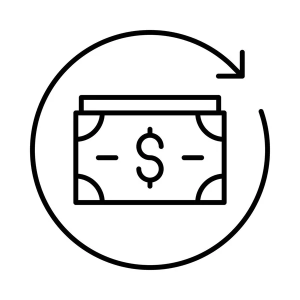Banconota Dollaro Con Freccia Rotonda Sfondo Bianco — Vettoriale Stock