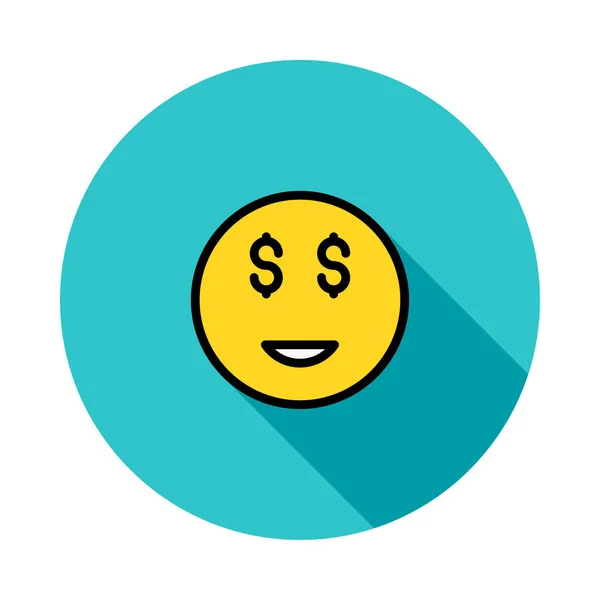Gelber Smiley Mit Dollaraugen Blauen Kreis Auf Weißem Hintergrund — Stockvektor