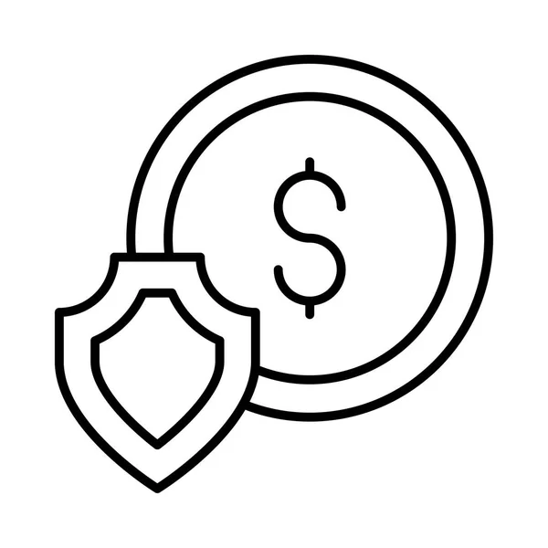 Kleines Schild Schützt Dollarmünze Isoliert Auf Weißem Hintergrund — Stockvektor