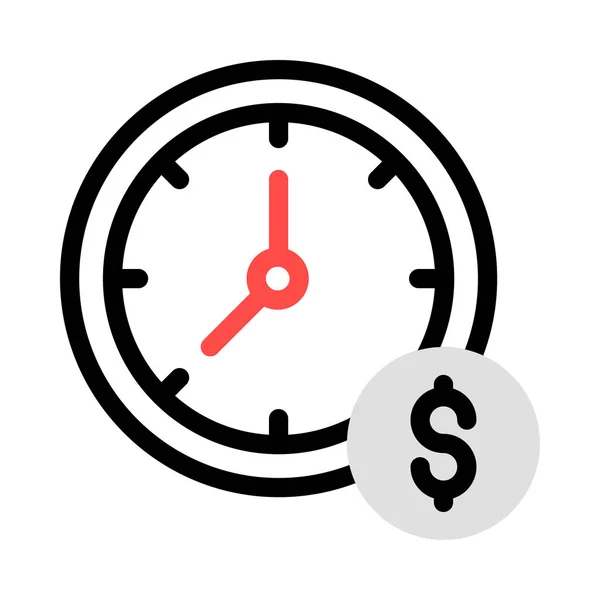 Ρολόι Και Χρήματα Υπογράφουν Εικονίδιο Γραμμή Εικονογράφηση Διάνυσμα — Διανυσματικό Αρχείο