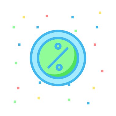 Yüzde işareti renkli piksel beyaz zemin üzerine mavi ve yeşil düğme 