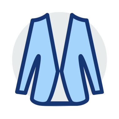 Beyaz arka plan üzerinde izole mavi ve gri renklerde kadın ceket