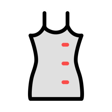 Gri, siyah ve kırmızı ince beyaz arka plan üzerinde izole düğmeleri ile elbise