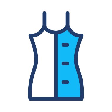 Basit beyaz ve mavi ince beyaz arka plan üzerinde izole düğmeleri ile elbise