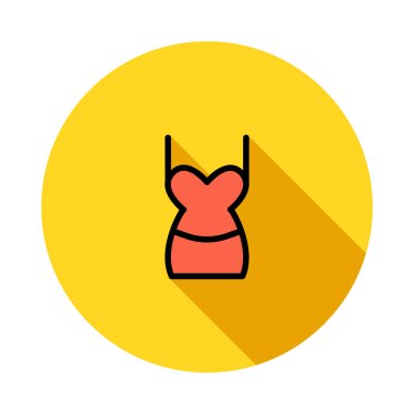 Beyaz arka plan üzerinde izole sarı daire içinde kırmızı ince elbise