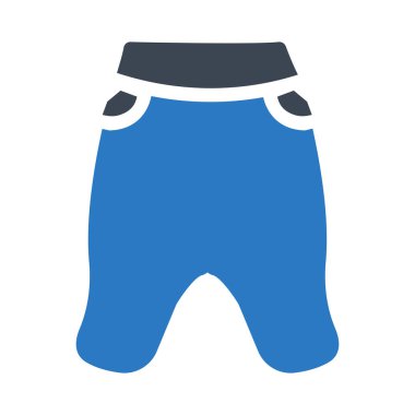 Düz stil beyaz arka plan üzerinde izole mavi büyük boy pantolon