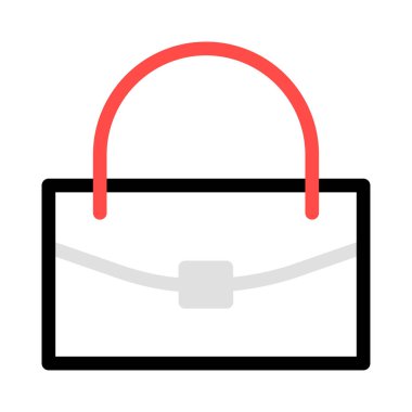 Beyaz arka plan üzerinde izole gri, siyah ve kırmızı el çantası