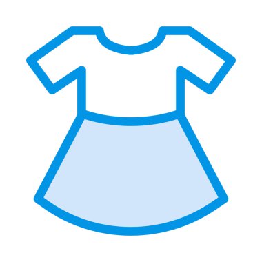 Düz stil beyaz arka plan üzerinde izole ışık mavi elbiseli