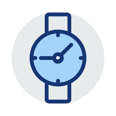 Beyaz arka plan üzerinde izole mavi ve gri renklerde kol saati