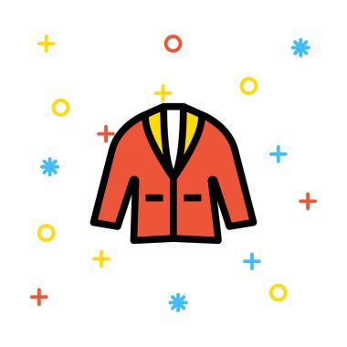 Renkli semboller beyaz zemin üzerine kırmızı smokin