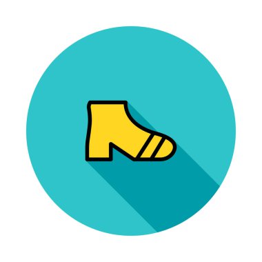 Beyaz arka plan üzerinde izole mavi daire sarı kadın ayakkabı