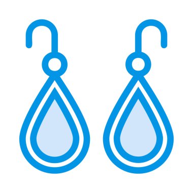 Düz stil beyaz arka plan üzerinde izole ışık mavi küpeler