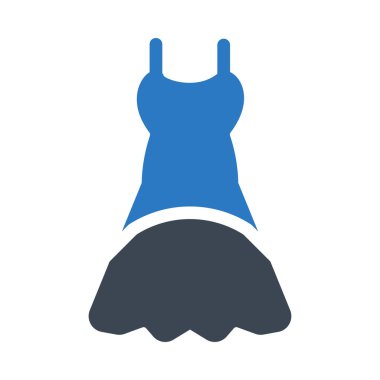 Düz stil beyaz arka plan üzerinde izole mavi uzun elbise