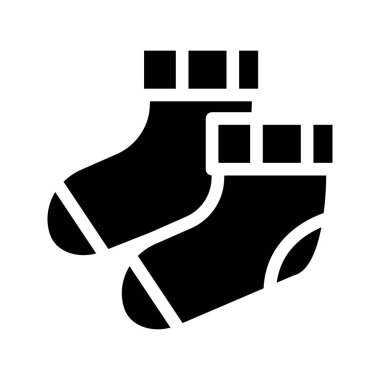 Beyaz arka plan üzerinde izole siyah glif sıcak çorap