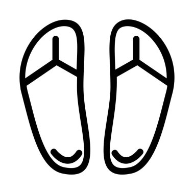 Beyaz arka plan üzerinde izole siyah anahat flip flop