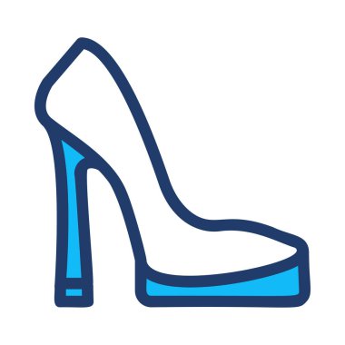 Beyaz arka plan üzerinde izole basit beyaz ve mavi yüksek topuk ayakkabı