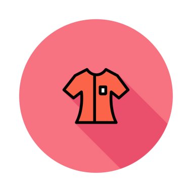 Pembe daire beyaz arka plan üzerinde izole kırmızı gömlek