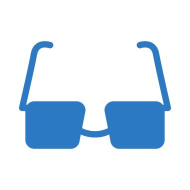 Düz stil beyaz arka plan üzerinde izole mavi gözlük