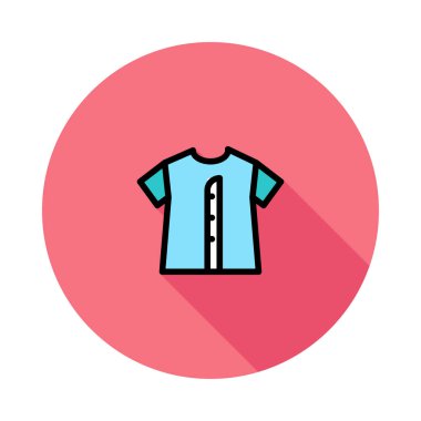 Mavi t-shirt beyaz arka plan üzerinde izole pembe daire dekore edilmiş.