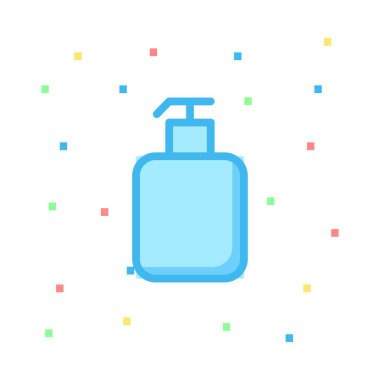 Renkli piksel beyaz zemin üzerine mavi vücut losyonu 