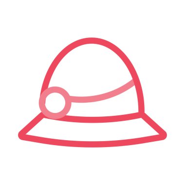 Beyaz arka plan üzerinde izole basit anahat kırmızı ve pembe şapka