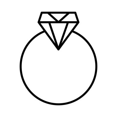 Beyaz arka plan üzerinde izole anahat elmas yüzük