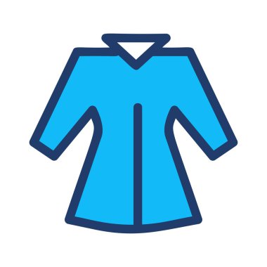 Basit mavi uzun ceket beyaz arka plan üzerinde izole