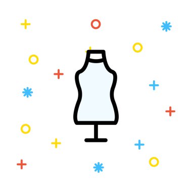 Manken renkli semboller ile beyaz arka plan üzerinde