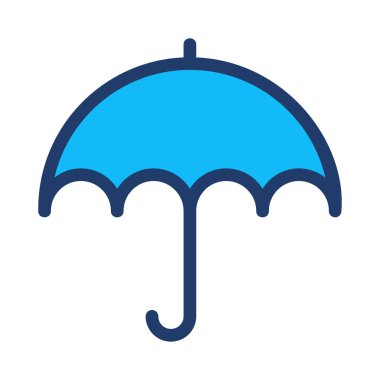 Beyaz arka plan üzerinde izole basit mavi şemsiye