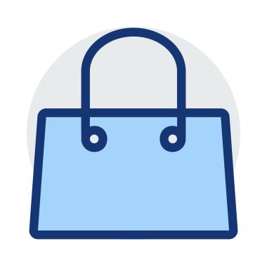 Beyaz arka plan üzerinde izole mavi ve gri renklerde basit çanta