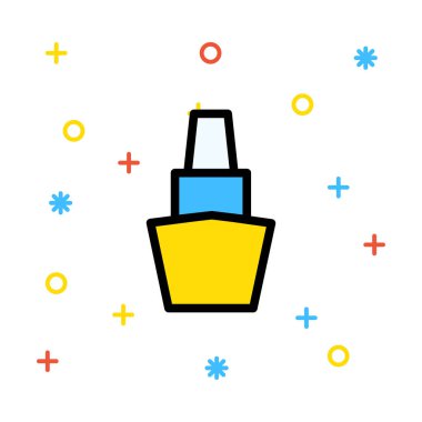 Renkli semboller beyaz zemin üzerine sarı ve mavi parfüm