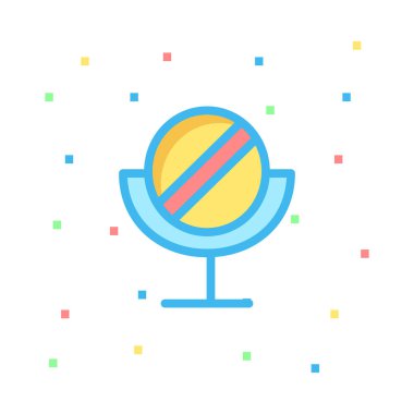 Renkli piksel ile beyaz arka plan üzerinde renkli makyaj aynası 